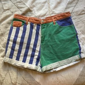 BDG high waisted color block shorts